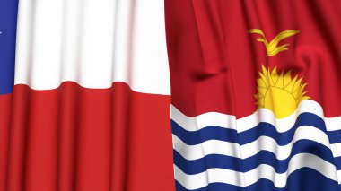 Şili ve KIRIBATI bayrakları gerçekçi kumaş dokusuyla