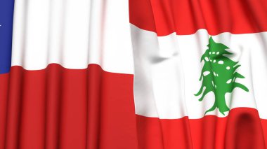 Şili ve LEBANON bayrakları gerçekçi kumaş dokusuyla