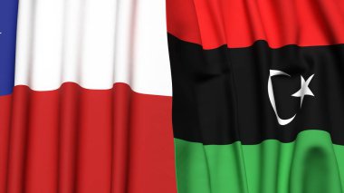 Şili ve LIBYA bayrakları gerçekçi kumaş dokusuyla