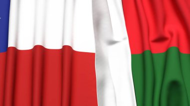 Şili ve MADAGASCAR bayrakları gerçekçi kumaş dokusuna sahip
