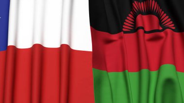 Şili ve MALAWI bayrakları gerçekçi kumaş dokusuyla