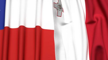 Şili ve MALTA bayrakları gerçekçi kumaş dokusuyla