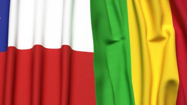 Şili ve MALI bayrakları gerçekçi kumaş dokusuyla