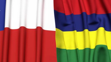 Şili ve Valilik bayrakları gerçekçi kumaş dokusuna sahiptir.