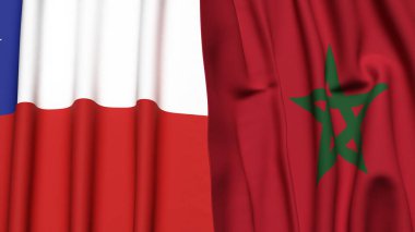 Şili ve MoroCCO bayrakları gerçekçi kumaş dokusuyla