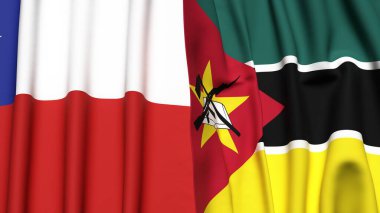 Şili ve MOZAMBIQUE bayrakları gerçekçi kumaş dokusuyla