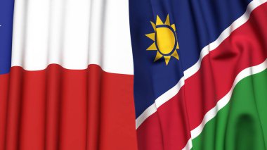 Şili ve NAMIBIA bayrakları gerçekçi kumaş dokusuyla