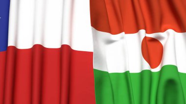 Şili ve NIGER bayrakları gerçekçi kumaş dokusuyla