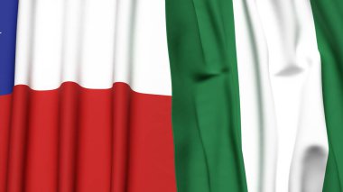 Şili ve Nijerya bayrakları gerçekçi kumaş dokusuyla