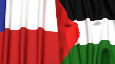 Şili ve Filistin bayrakları gerçekçi kumaş dokusuyla