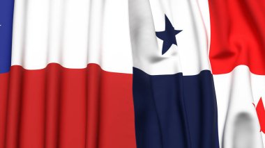 Şili ve Panama bayrakları gerçekçi kumaş dokusuyla