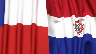 Şili ve Paraguay bayrakları gerçekçi kumaş dokusuyla