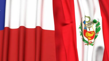 Şili ve Peru 'nun gerçekçi kumaşlı bayrakları