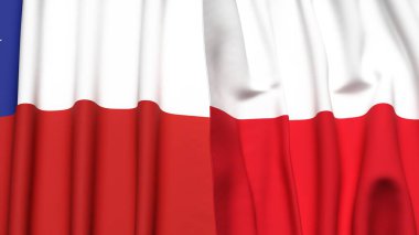 Şili ve POLAND bayrakları gerçekçi kumaş dokusuyla