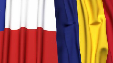 Şili ve Roma bayrakları gerçekçi kumaş desenli.