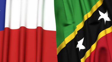 Şili ve Aziz KITT bayrakları gerçekçi kumaş dokusuyla