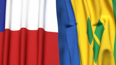 Şili ve Aziz Venedik bayrakları gerçekçi kumaş dokusuna sahiptir.