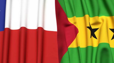 Şili ve SAO TOME bayrakları gerçekçi kumaş dokusuyla