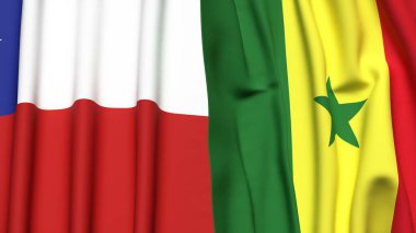 Şili ve Senegal bayrakları gerçekçi kumaş dokusuyla