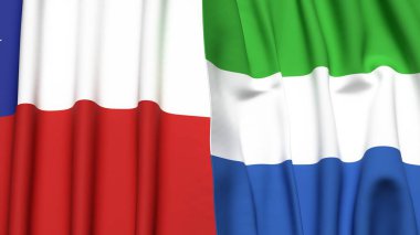 Şili ve Sierra Leone bayrakları gerçekçi kumaş desenli.