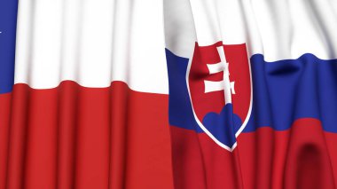 Şili ve SLOVAKIA bayrakları gerçekçi kumaş dokusuyla
