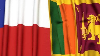 Şili ve SRI LANKA bayrakları gerçekçi kumaş dokusuyla