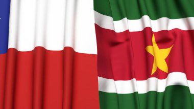 Şili ve SURINAME bayrakları gerçekçi kumaş dokusuyla