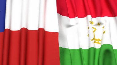 Şili ve TAJIKISTAN bayrakları gerçekçi kumaş dokusuna sahip