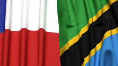 Şili ve TANZANIA bayrakları gerçekçi kumaş dokusuyla