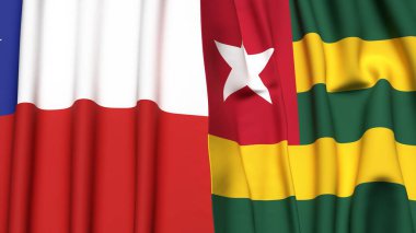 Şili ve TOGO bayrakları gerçekçi kumaş dokusuyla
