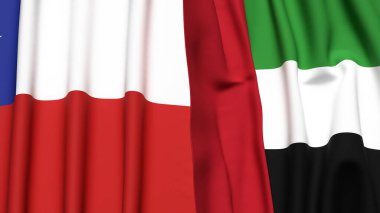 Şili ve BAE bayrakları gerçekçi kumaş dokusuyla