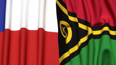Şili ve VANUATU bayrakları gerçekçi kumaş dokusuyla