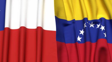 Şili ve Venezuela bayrakları gerçekçi kumaş dokusuyla