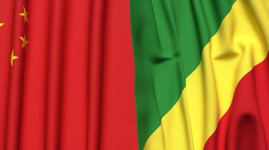 Çin ve Kongo R bayrakları gerçekçi kumaş dokusuna sahiptir.
