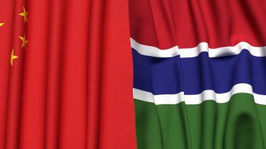 Çin ve GAMBIA bayrakları gerçekçi kumaş dokusuna sahiptir.