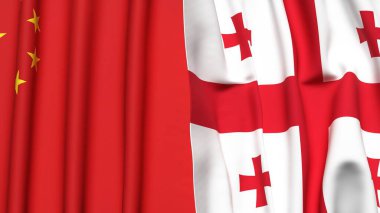 ÇİN Bayrakları ve gerçekçi kumaş dokusuna sahip GEORGIA