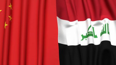 Çin ve IRAQ bayrakları gerçekçi kumaş dokusuna sahiptir.