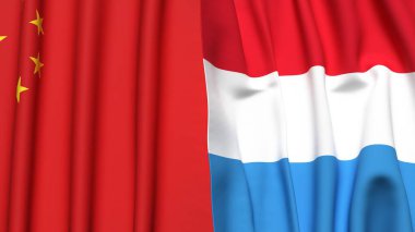 Çin ve LUXEMBOURG bayrakları gerçekçi kumaş dokusuyla