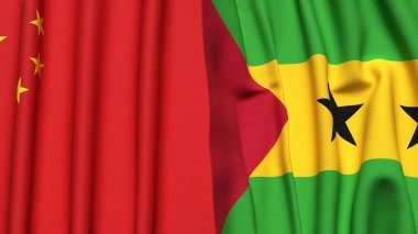 ÇİN Bayrakları ve gerçekçi kumaş dokusuna sahip SAO TOME