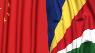 Çin bayrakları ve gerçekçi kumaş desenli SEYCHELLES