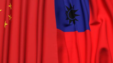 Çin ve Tayvan bayrakları gerçekçi kumaş dokusuna sahiptir.