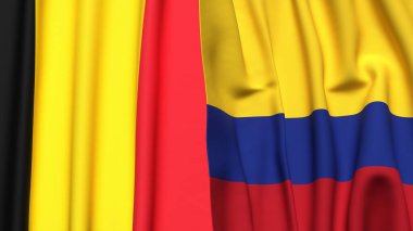 KOLOMBIA ve Çad bayrakları gerçekçi kumaş dokusuyla