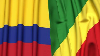 KOLOMBIA ve KONGO R bayrakları gerçekçi kumaş dokusuyla