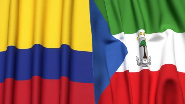 KOLOMBİA Bayrakları ve gerçekçi kumaş dokusuna sahip Eşitlikçi Guinea