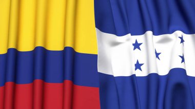 Gerçekçi kumaş dokusuna sahip KOLOMBIA ve HONDURAS bayrakları