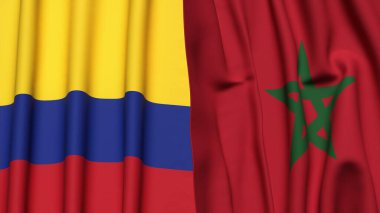 Gerçekçi kumaş dokusuna sahip KOLOMBIA ve FOCCO bayrakları