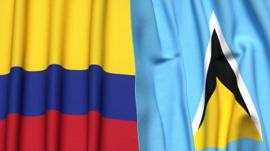 KOLOMBIA Bayrakları ve gerçekçi kumaş dokusuna sahip Aziz LUCIA