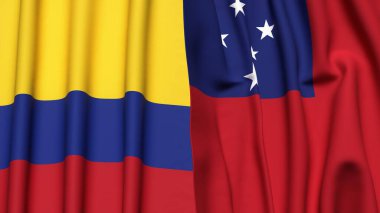 Gerçekçi kumaş desenli KOLOMBIA ve SAMOA bayrakları