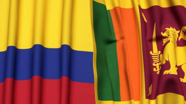 Gerçekçi kumaş dokusuna sahip KOLOMBIA ve SRI LANKA bayrakları