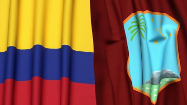 KOLOMBIA ve Batı Hint Adaları bayrakları gerçekçi kumaş dokusuyla